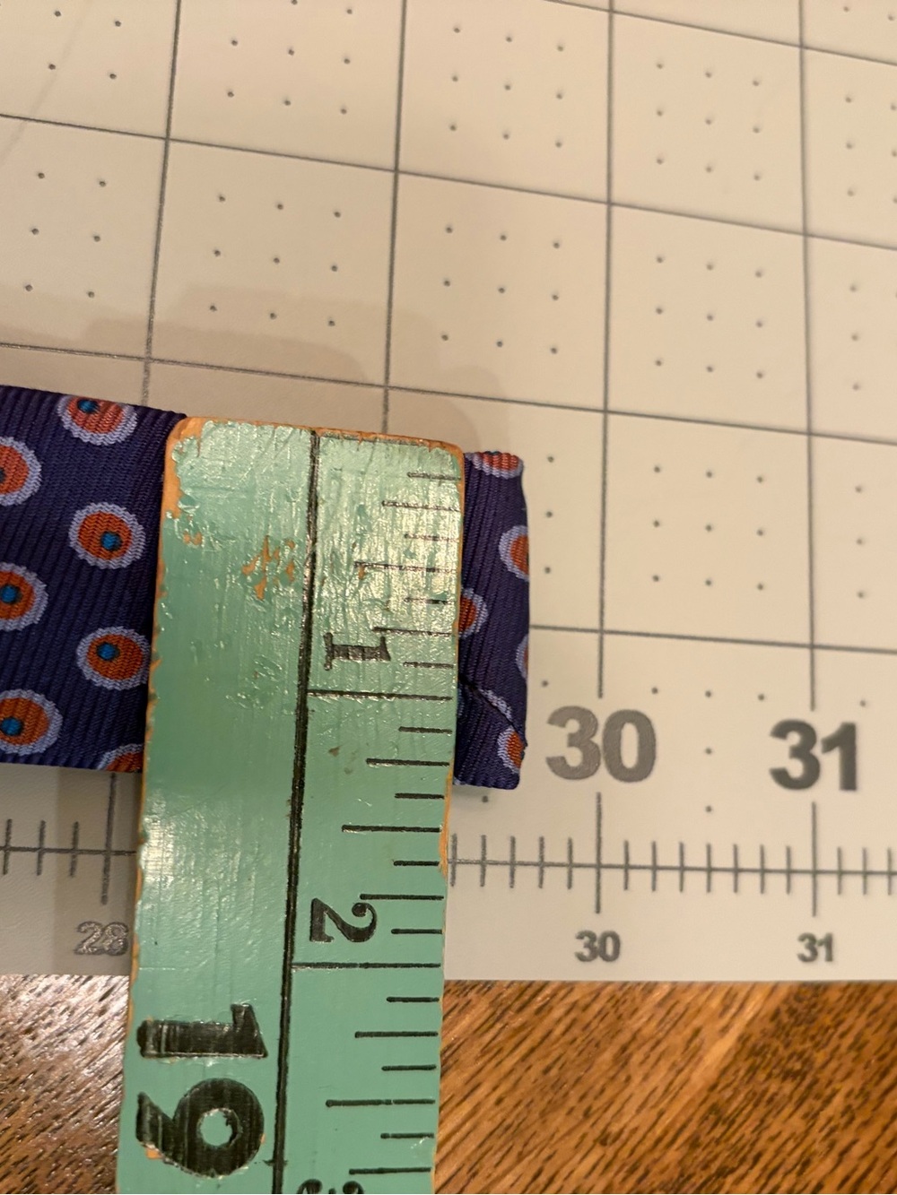 Drakes Navy Blue Silk Tie with orange and Light Blue Medallions - Picture 10 of 10